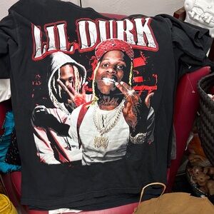 Lil Durk vintage Comfort Colors Black Shirt with Bold Red and White Graphic